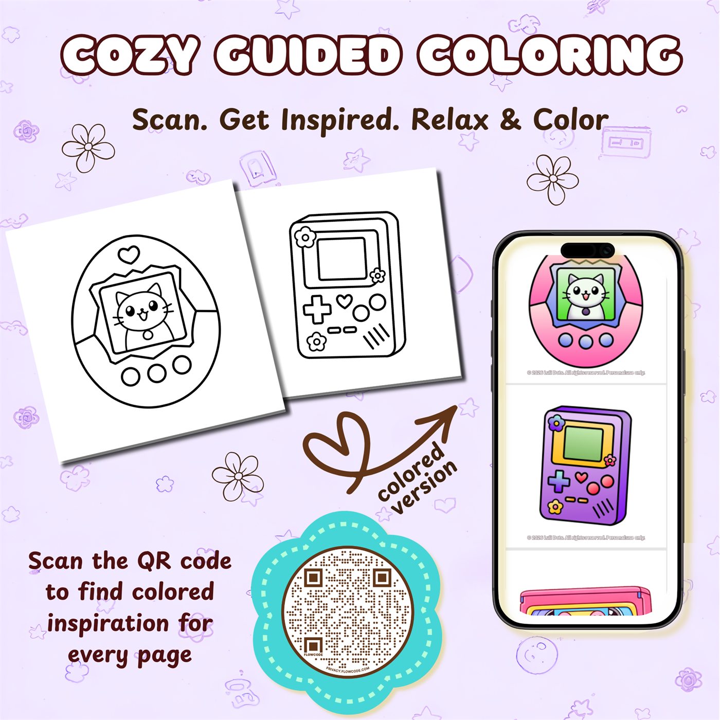 90s Girl Nostalgia Cozy Guided Coloring concept