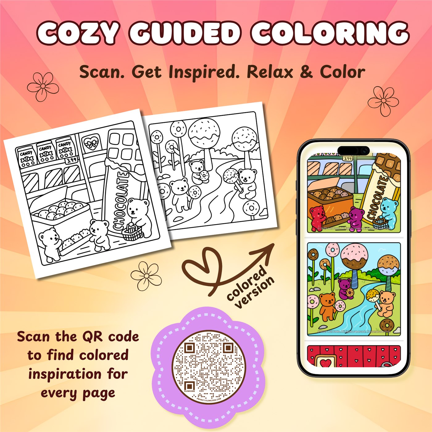 Candy Cubs Cozy Guided Coloring concept